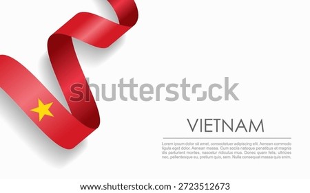 Vietnamese flag wavy ribbon, symbolizing national pride, ideal for patriotic or cultural design themes. Vector illustration.