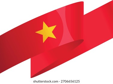 La bandera vietnamita se está enrollando.