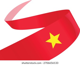 A bandeira vietnamita está se enrolando.