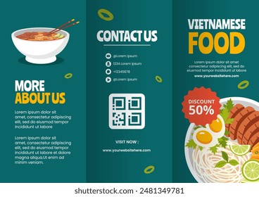 Vietnamese Food Brochure Cartoon Hand Drawn Templates Background Illustration