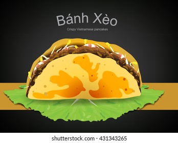 vietnamese food crispy pancakes vector
