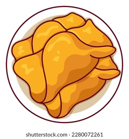 Vietnamese fried spring rolls (Chả Giò) illustration vector. Asian vietnamese food spring rolls icon top view. Vietnamese fried spring rolls with rice noodles cartoon.
Vietnam food menu icon vector.