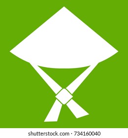 Vietnamese hat icon white isolated on green background. Vector illustration