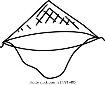 vietnamese hat line art on white background