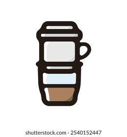 Vietnamese iced coffee outline icon for graphic design, apps and websites