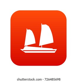 Vietnamese junk boat icon digital red for any design isolated on white vector illustration