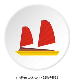 Vietnamese junk boat icon. Flat illustration of vietnamese junk boat vector icon for web