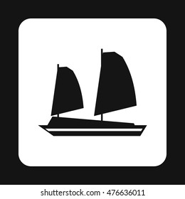 Vietnamese junk boat icon in simple style isolated on white background. Shipbuilding symbol