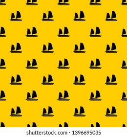 Vietnamese junk boat pattern seamless vector repeat geometric yellow for any design
