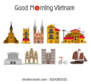 Vietnamese landmarks, vector Illustration