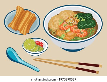 Vietnamese local food crab noodles 