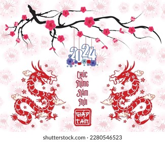 Vietnamese lunar new year, Chinese New Year 2024 , Year of the Dragon 
(Translation vietnamese: Happy new year) 
