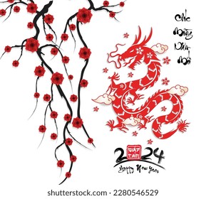 Vietnamese lunar new year, Chinese New Year 2024 , Year of the Dragon 
(Translation vietnamese: Happy new year) 
