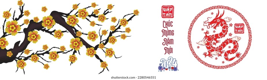 Vietnamese lunar new year, Chinese New Year 2024 , Year of the Dragon 
(Translation vietnamese: Happy new year) 
