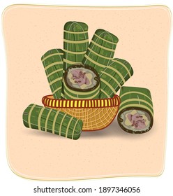 Vietnamese new year concept. Cake basket