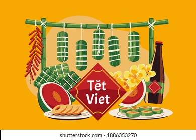 Vietnamese new year concept. Translation "Tet": Lunar new year - Shutterstock ID 1886353270