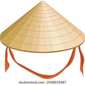 Vietnamese Non La, traditional hat vector art. head dress in triangle shape, cone hat, straw hat