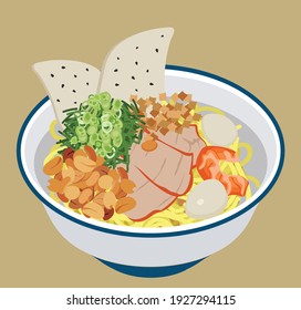 Vietnamese noodles with shrimp eggs and peanuts