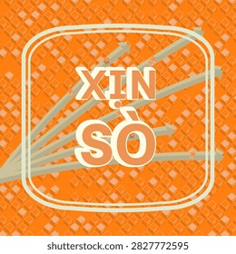 A Vietnamese phrase meaning SPLENDID lettering design with drift trail typography, geometric cube lattice texture pattern, and profile shaped frame