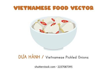 Vietnamese pickled onions with chilli and salt flat vector design. Dua Hanh clipart cartoon style. Asian food. Vietnamese cuisine. Vietnam Lunar New Year traditional food