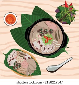 Vietnamese pork soup with vegetables 