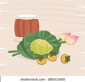 Vietnamese Special vector Autumn festival vector lutus vector a vietnamese drum traditional vector vietnamese persimmon