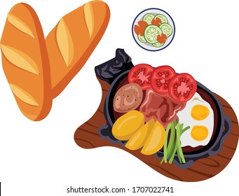 Vietnamese steak with bread vector