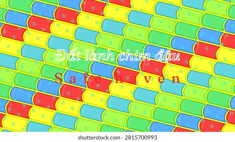 Vietnamese text conveying SAFE HAVEN isolated typography mask on white with soft gray drop shadow and character inspired texture (letter đ) pattern