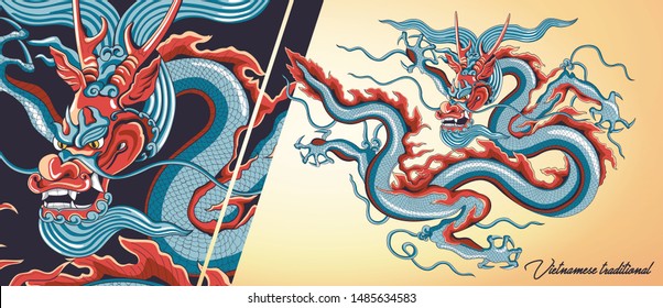 Vietnamese traditional decoration, Vietnamese dragon art, Asia dragon art