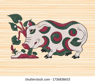 Vietnamese Traditional Dong Ho Painting Vector Stock Vector (Royalty ...