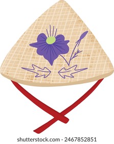 Sombrero tradicional vietnamita de bambú con flor