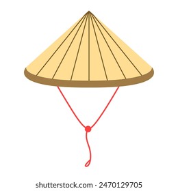 Vietnamese Traditional Hat Cartoon, Digital Art Illustration