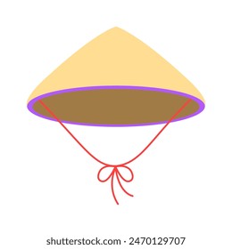 Dibujos animados de sombrero tradicional vietnamita, ilustración de arte digital