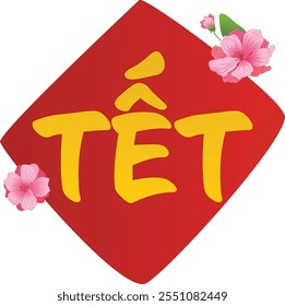 Conjunto de Vector de año nuevo tradicional vietnamita. Vietnamita Tet arte de Clip. Año nuevo lunar. Festival Tet. Flor de albaricoque amarillo.