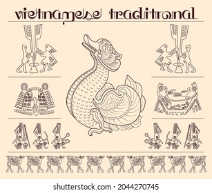 vietnamese traditional pattern illustration vector art, vietnamese styles