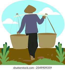 vietnamese vendor with a scale beam