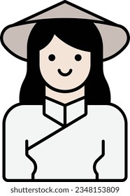 Vietnamese Vietnam people avatar user Outline