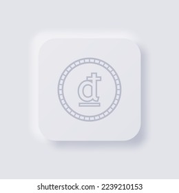 Vietnam's currency symbol coin icon, White Neumorphism soft UI Design for Web design, Application UI and more, Button, Vector.