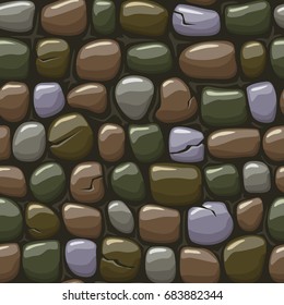 view from above cartoon colored stone texture, vector seamless background