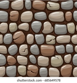 view from above cartoon colored stone texture, vector seamless background