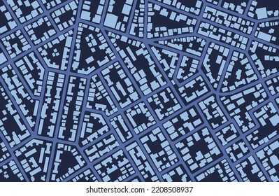 View from above the map buildings. Detailed view of city from above. City top view. Abstract background. Map navigation to own house. Flat style, Vector, illustration isolated.