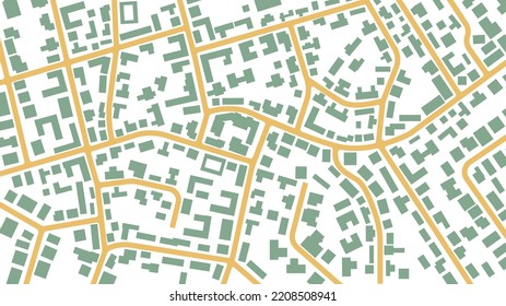 View from above the map buildings. Detailed view of city from above. City top view. Abstract background. Map navigation to own house. Flat style, Vector, illustration isolated.