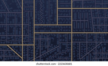 Vista desde arriba de los edificios del mapa. Vista detallada de la ciudad. Gps mapea la navegación a casa propia. Mapa gráfico decorativo de turismo Vista superior de la ciudad. Antecedentes abstractos. Estilo plano, vector, ilustración aislada.