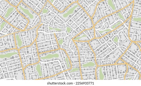View from above the map buildings. Detailed view of city. Tracking car location.. City top view. Abstract background. Flat style, Vector, illustration isolated.