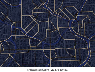 Vista desde arriba de los edificios del mapa. Vista detallada de la ciudad. Gps mapea la navegación a casa propia. Mapa gráfico decorativo de turismo Vista superior de la ciudad. Antecedentes abstractos. Estilo plano, vector, ilustración aislada.