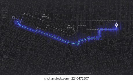 Vista desde arriba de los edificios del mapa. Gps mapea la navegación a casa propia. Vista detallada de la ciudad. Resumen de los antecedentes del transporte. Vector, ilustración.