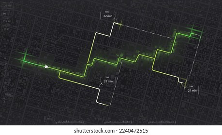 View from above the map buildings. Gps map navigation to own house. Detailed view of city. Abstract transportation background. Vector, illustration.