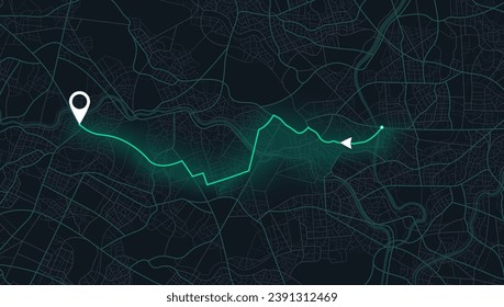 Vista desde arriba del mapa. Vista detallada de la ciudad. Localización del coche de seguimiento, gps. Vista superior de la ciudad. Antecedentes abstractos. Navegación de mapas. Estilo plano, vector, ilustración aislada. Diseño sencillo y sencillo