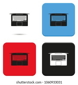 View from above on laptop simple flat vector icon. Top view illustration.