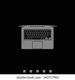 View from above on laptop simple flat icon. Top view illustration.